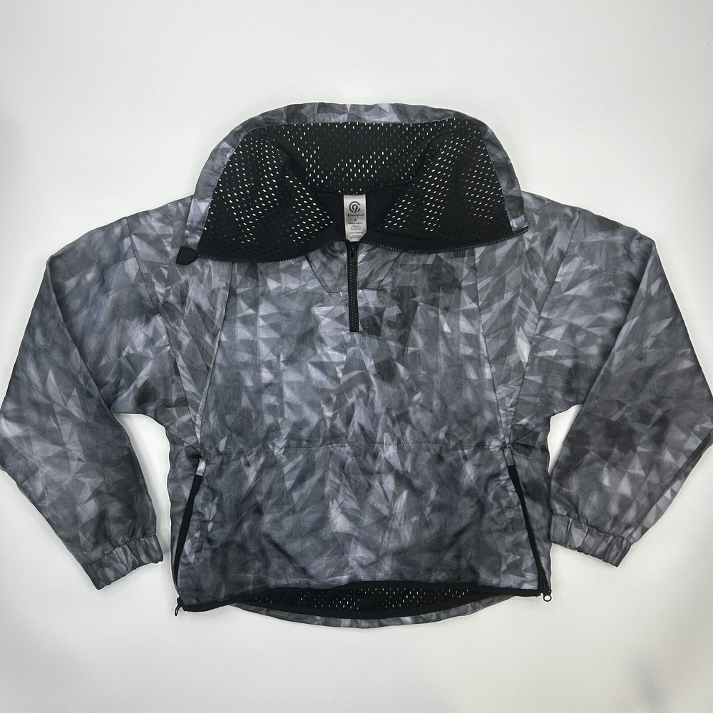 Champion C9 Holographic Pullover Windbreaker Womens Small Gray Geometric 1/4 Zip